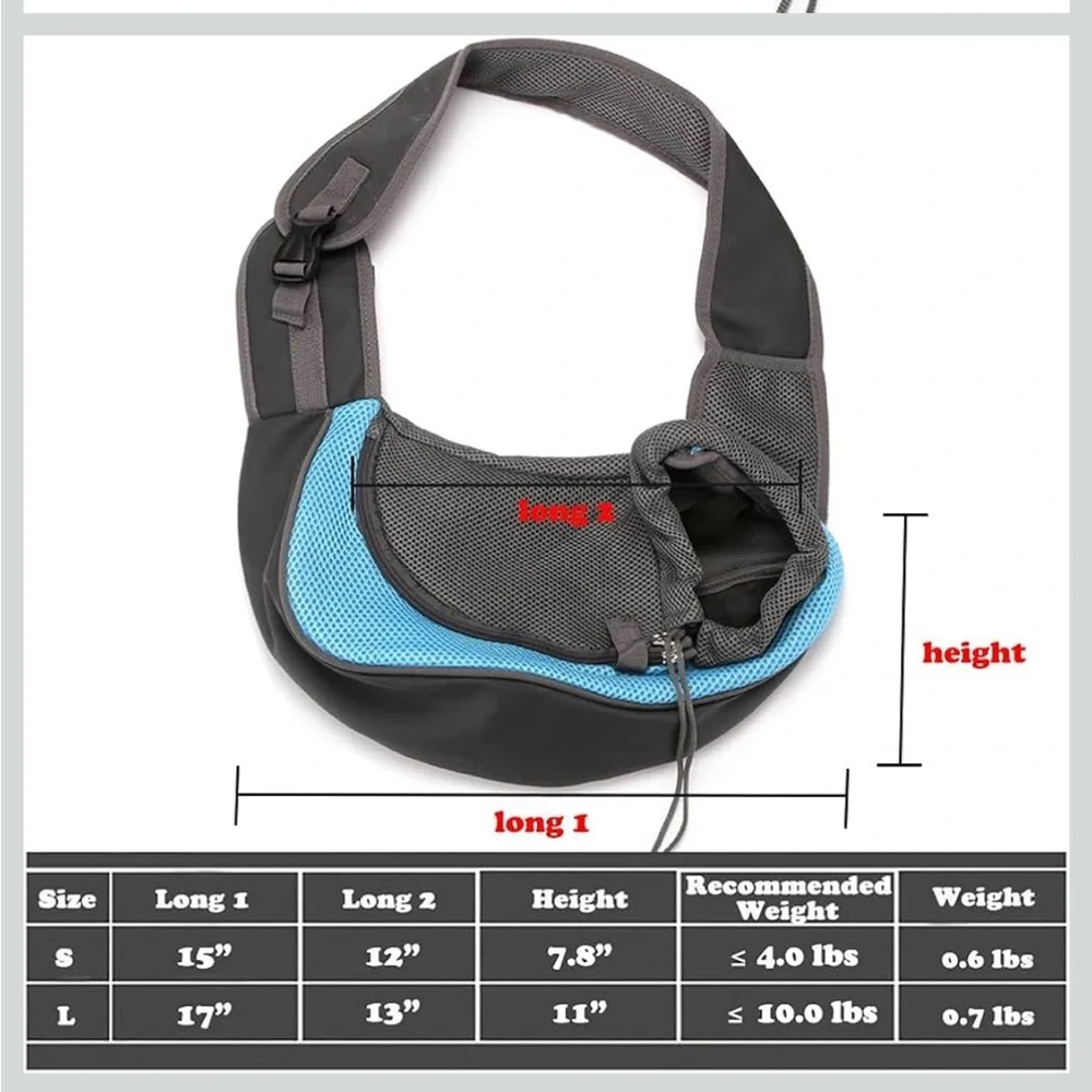 Yudodo Pet Carrier Sling Small Dogs Sky Blue Gray Breathable Mesh Travel Bag NEW